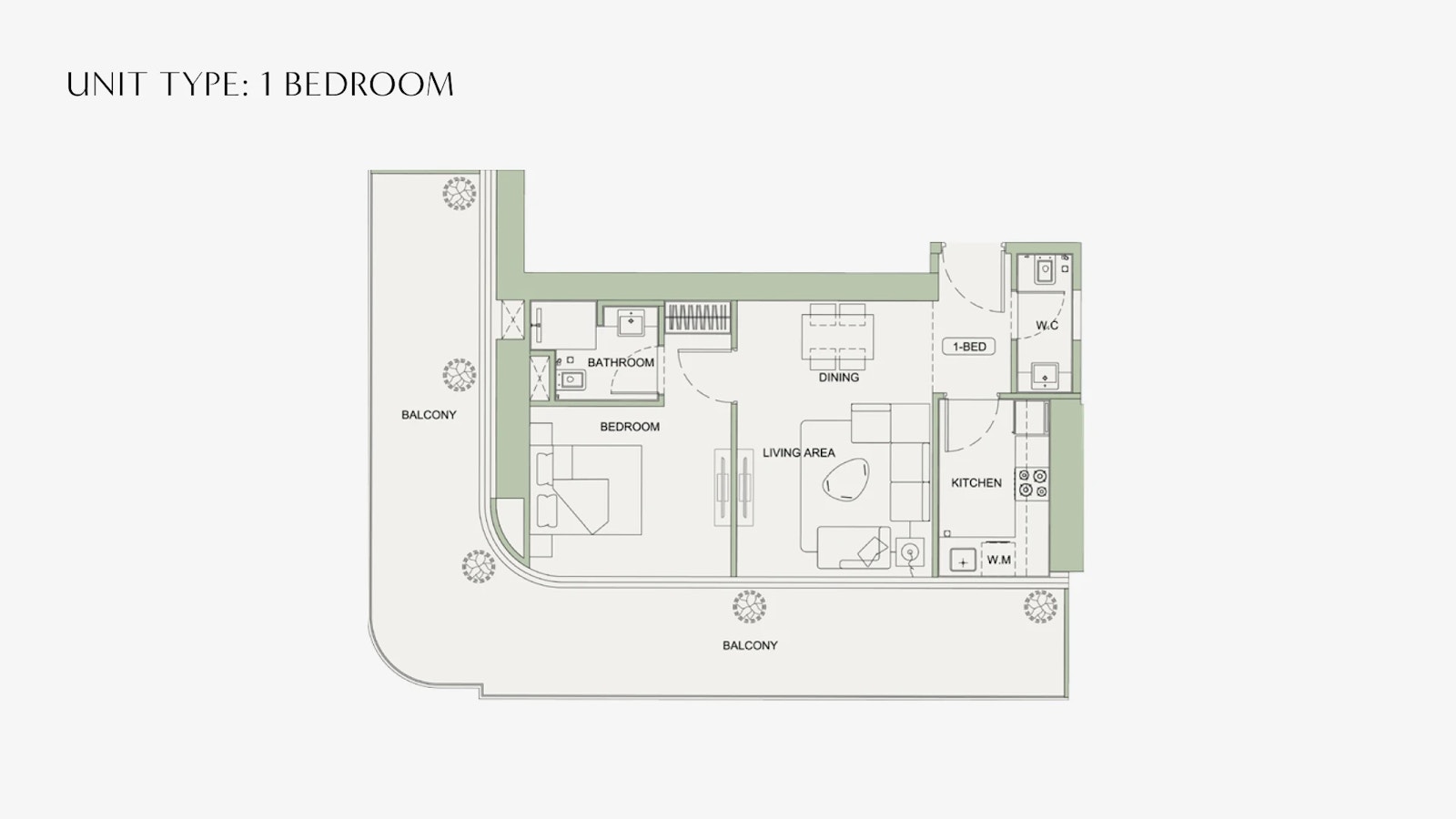Binghatti SkyTerraces — 1 Bedroom Residence — plan 1