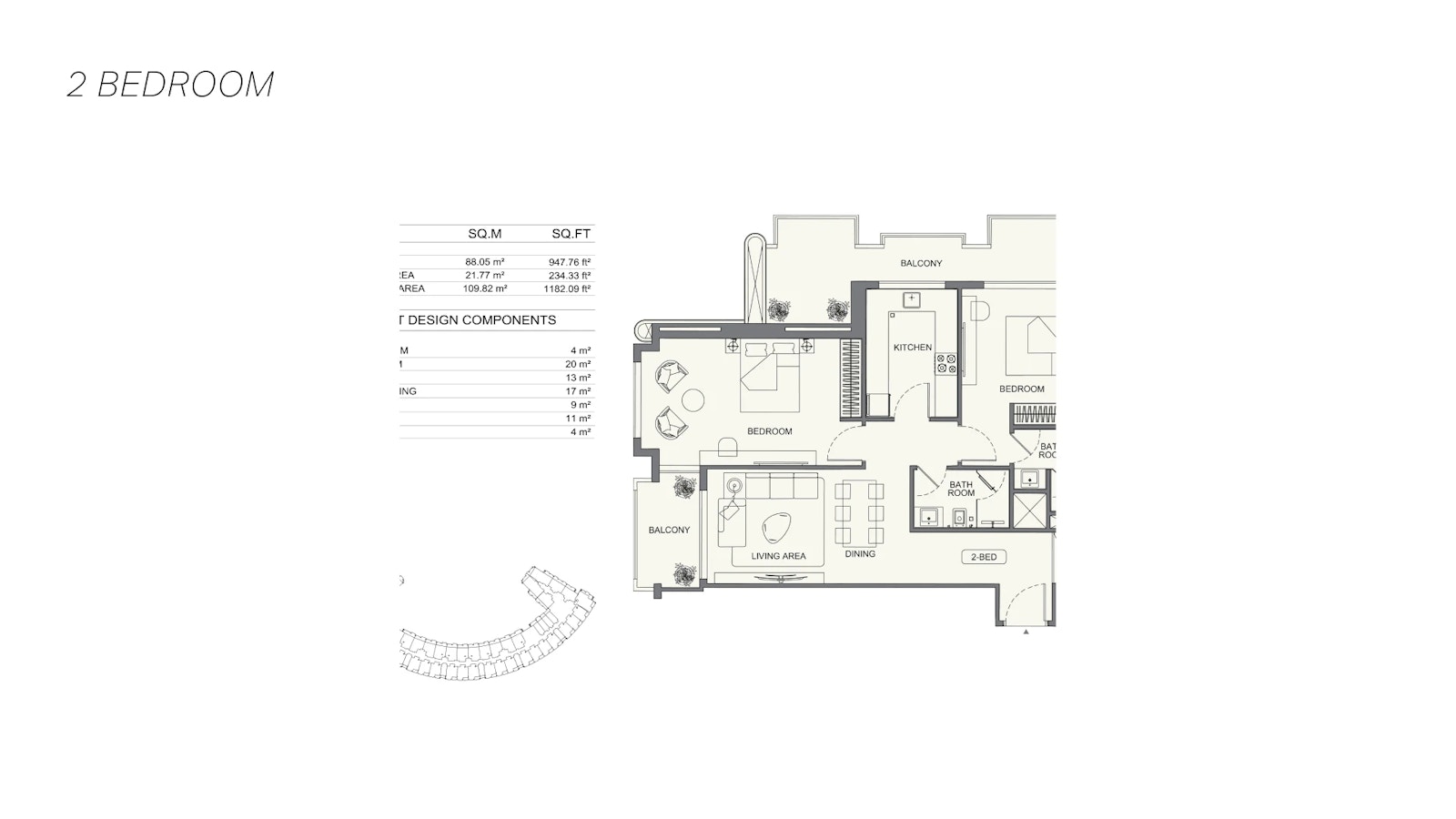 Binghatti Wraith — 2 Bedroom Residence — plan 1